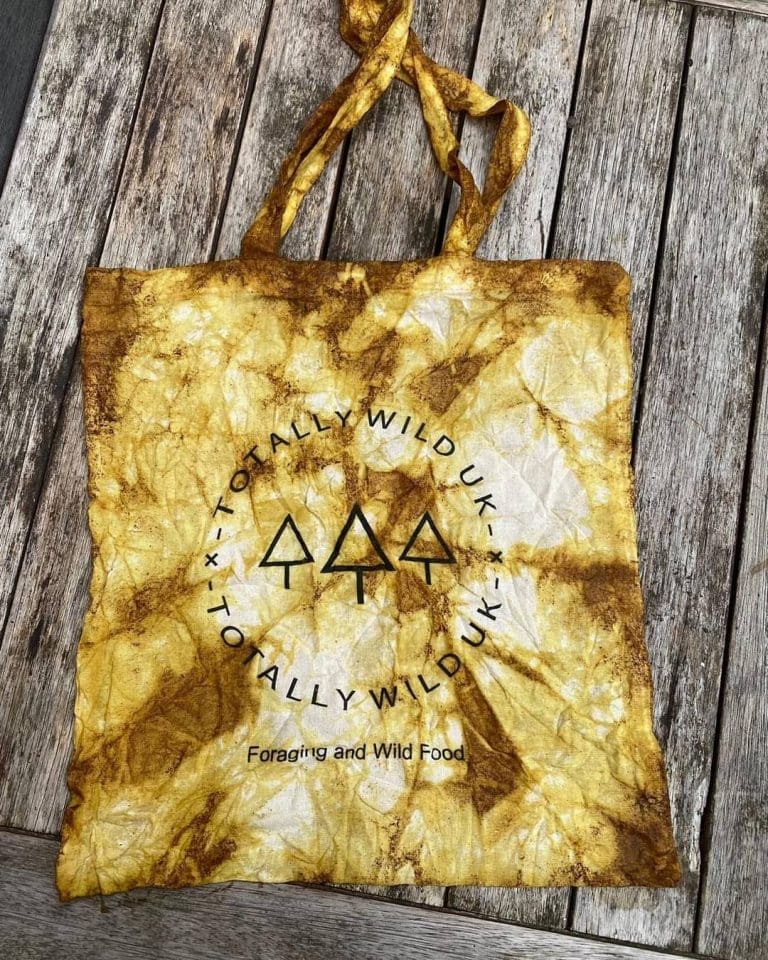 naturally dyed foraging bag